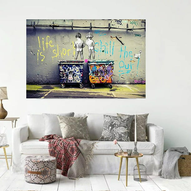 Graffiti Stretched Canvas Print Framed Wall Art Home Office Decor Painting Gift 